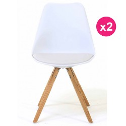 Lot de 2 Chaises Blanches Piétement Chêne KosyForm