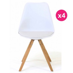 Set of 4 chairs white oak KosyForm base
