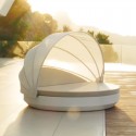 Sunbathing Vela Daybed Vondom white mast tilt round umbrella