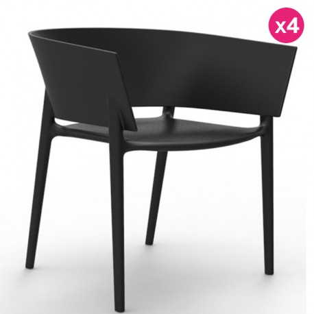 Set of 4 chairs Vondom design Africa black