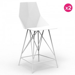 Conjunto de 2 banquetas altas FAZ Vondom branco e metal com braços