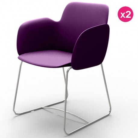 Lot de 2 Chaises Vondom Pezzettina Violet Mat et Métal