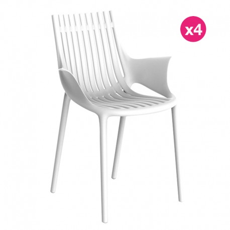 Lot de 4 Fauteuils Vondom Ibiza avec accoudoirs Blanc