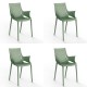 Lot de 4 Fauteuils Vondom Ibiza avec accoudoirs Vert