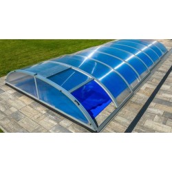 Zwembadschuilplaats in aluminium en polycarbonaat 390 x 642 x 75