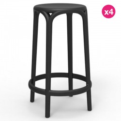 Conjunto de 4 taburetes altos Brooklyn Vondom altura del asiento 66 negro