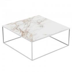 Mesa de centro Pixel Vondom Dekton Entzo pernas brancas e brancas 100x100xH25