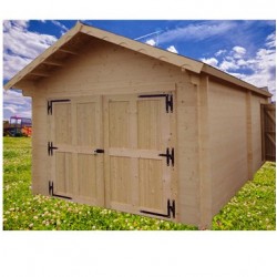 Garage en bois massif Habrita 24,23m2 en madriers de 60mm