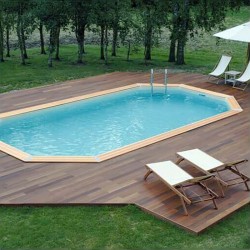 Piscine Bois Ubbink Océa 400X610 H130cm Liner Bleu