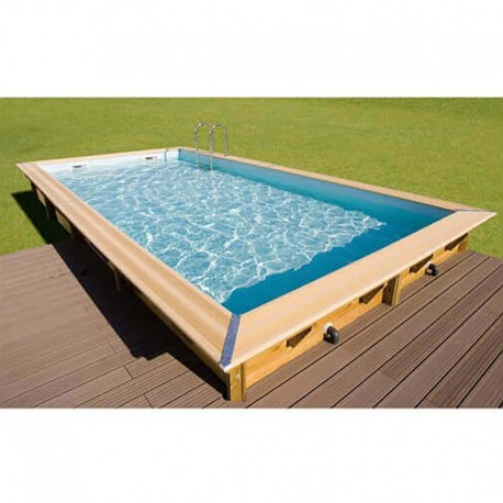 Piscine Bois Ubbink Linéa 350x650 H140cm Liner Gris