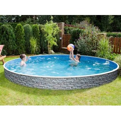 Pool Azuro Round 360x120 Stil graue Steine mit Sandfilter
