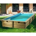 Pool Holz Sonnenwasser 550x300 H140cm Blau Liner Ubbink