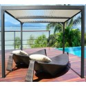 Pergola Bioclimatique aluminium anthracite 10,80 m2 et Toit avec lames ovales Habrita