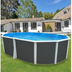 Bovengronds zwembad TOI Ibiza Compact ovaal 550x366x132 met complete kit Antraciet