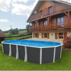 Above ground pool TOI Ibiza Compact oval 730x366x132 with complete anthracite kit