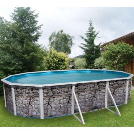 Above ground pool TOI Oval gray stone 640x366xH120 with complete kit