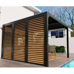 Habrita Bioklimatische Pergola Aluminium 10,80 m2 Imitatie Houten Zijkleppen 3,6m