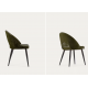 Set of 4 Green Velvet Chairs with Ergonomic Back Black Legs VeryForma