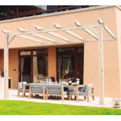 Aangebouwde pergola in ruw hout Cadiz 4x3m 12m2