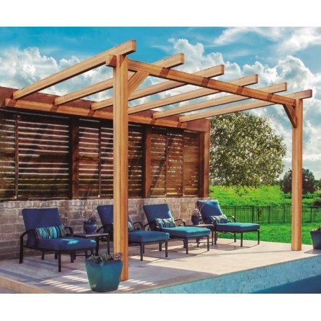 Aangebouwde pergola in ruw hout Andorra 4x3m 12m2