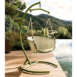 Aliga hanging chair in aluminum and green rattan VeryForma Aliga hanging chair in aluminum and green rattan VeryForma
