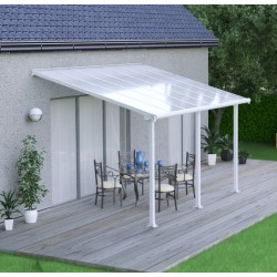 Pérgola de pared Olympia 3x4,25m de aluminio blanco y policarbonato Canopia