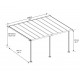 Pergola addossata Olympia 3x5,46m in alluminio bianco e Canopia in policarbonato