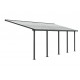 Pérgola de parede Olympia 3x7,30m em alumínio cinzento e policarbonato Canopia