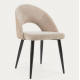 Set of 6 Beige Velvet Chairs with Ergonomic Back Black Legs VeryForma