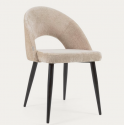 Set of 6 Beige Velvet Chairs with Ergonomic Back Black Legs VeryForma
