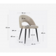 Set of 6 Beige Velvet Chairs with Ergonomic Back Black Legs VeryForma